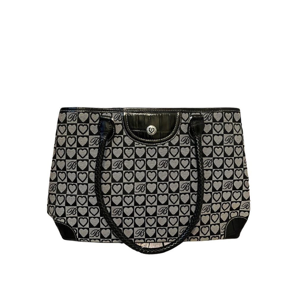 Brighton Hearts Black Gray Expandable Shoulder Bag
